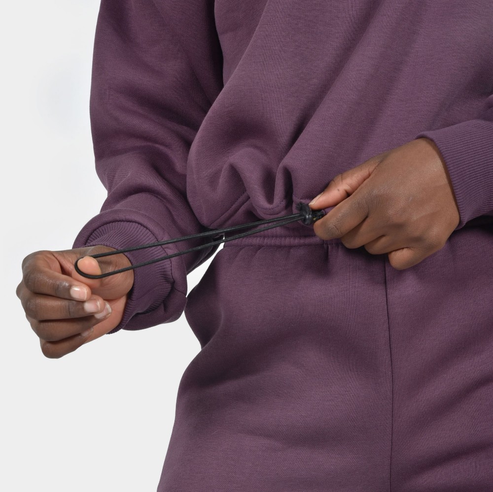 Women's Crop Top Hoodie Half Zip Aubergine | Detail | Antetokounbros