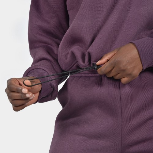 Women's Crop Top Hoodie Half Zip Aubergine | Detail | Antetokounbros thumb