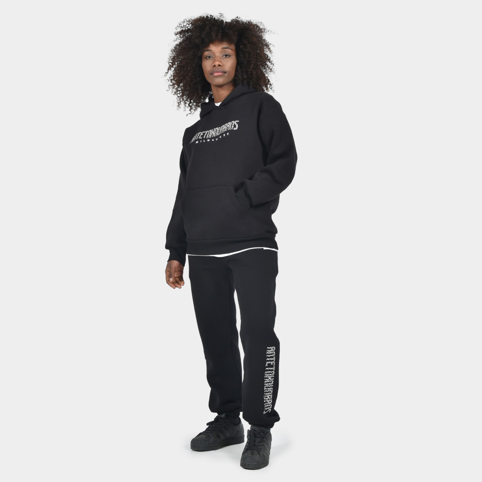 Women's Hoodie Milwaukee Leopard Logo Black | Model Front | ANTETOKOUNBROS