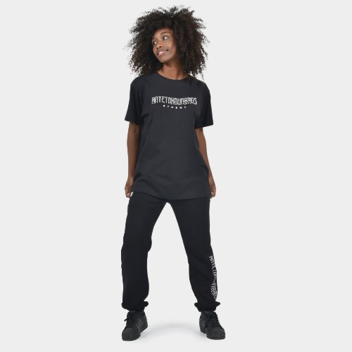 Women's T-shirt Animal Print Athens Logo Black | Model Front | Antetokounbros thumb