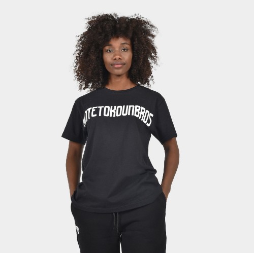 Women's Oversized T-shirt Logo Black | Front | Antetokounbros thumb