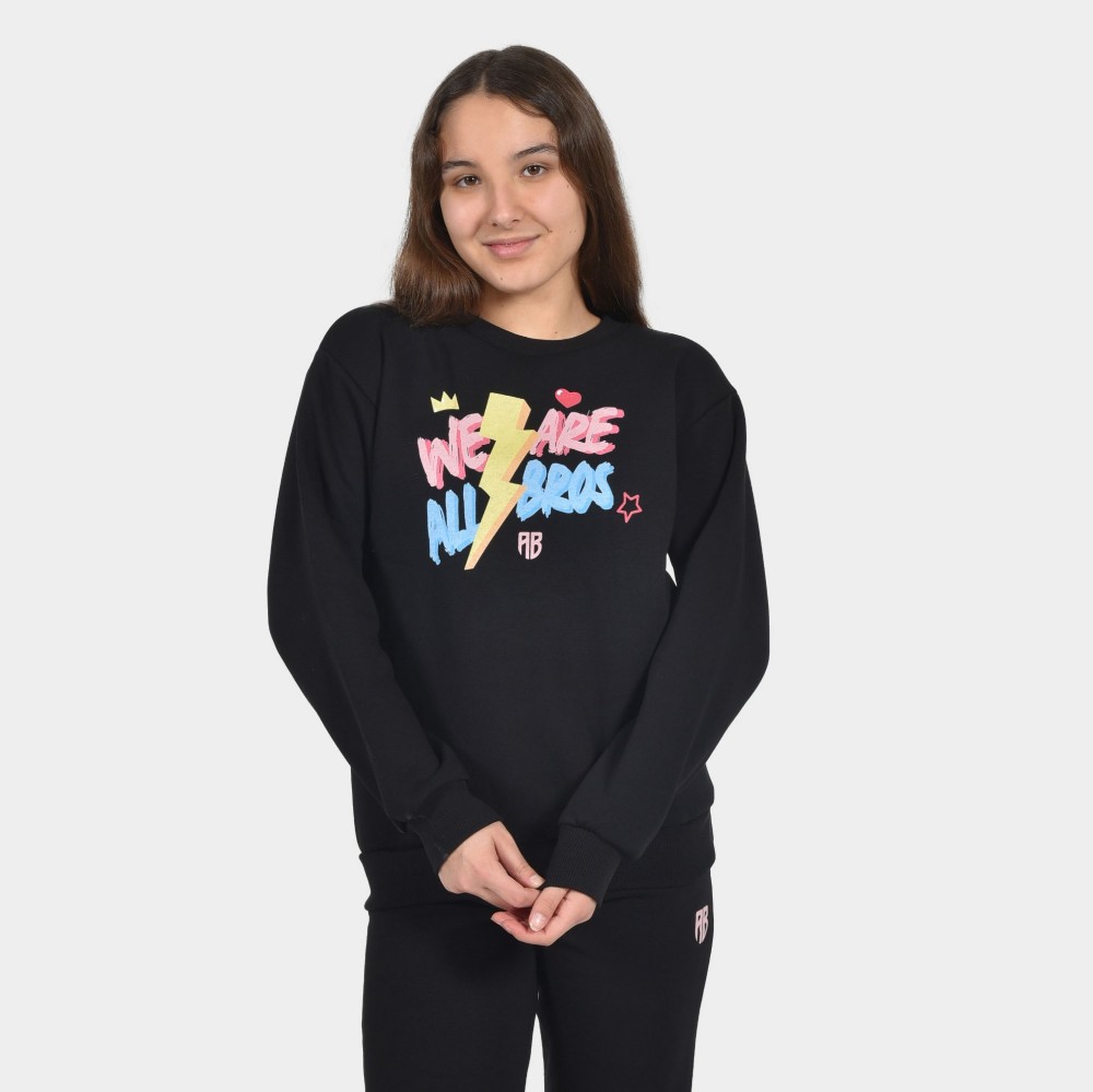 Girls' Sweatshirt in Black | Bold Print | ANTETOKOUNBROS | Front