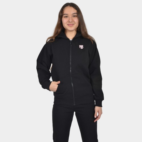 Kids' Full Zip Hoodie Heartbeat in Black | ANTETOKOUNBROS | Front Closed thumb