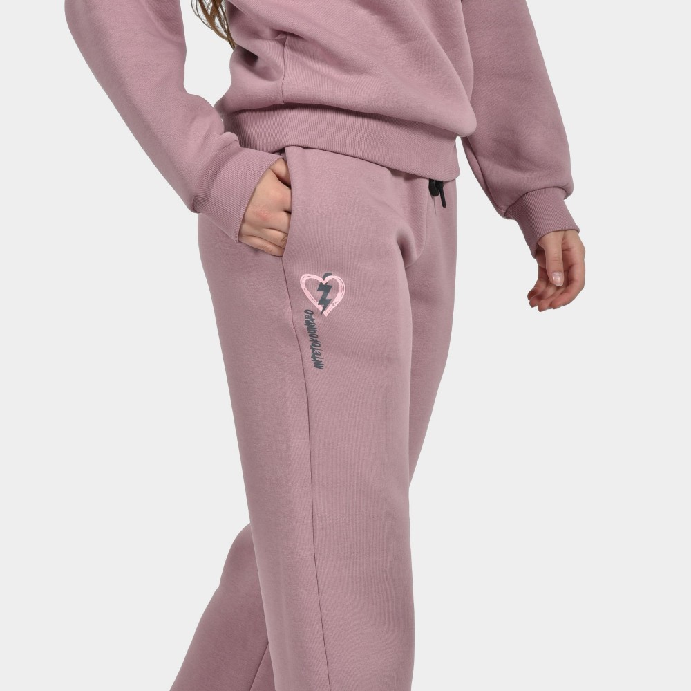 Kids' Wide Leg Sweatpants Heart Dusty Rose | Antetokounbros | Detail