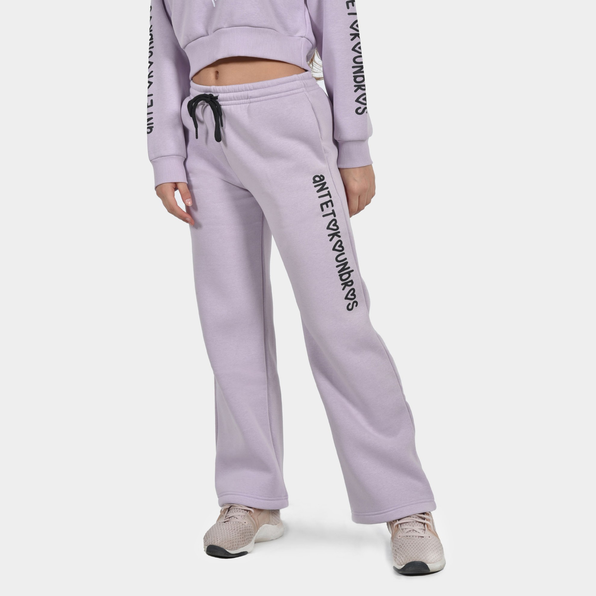 Kids' Wide Leg Sweatpants Smiley Orchid | Antetokounbros | Front