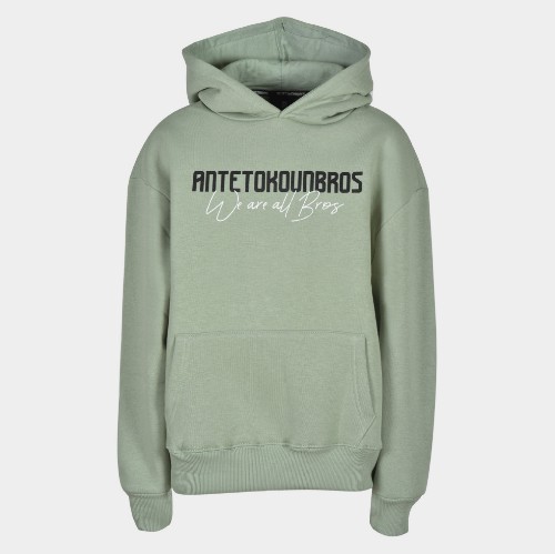 Kids' Hoodie We are all Bros Logo Pastel Green | Antetokounbros | Front thumb