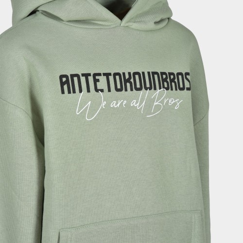 Kids' Hoodie We are all Bros Logo Pastel Green | Antetokounbros | Detail thumb