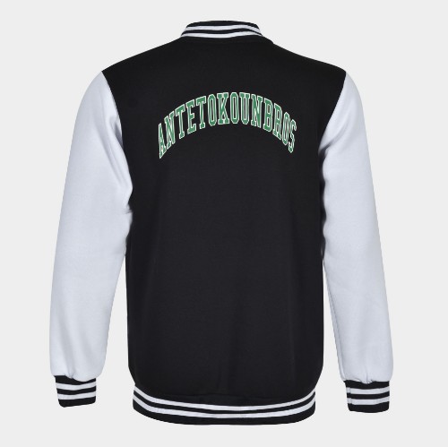 Unisex Varsity Jacket Black White | Antetokounbros | Back thumb