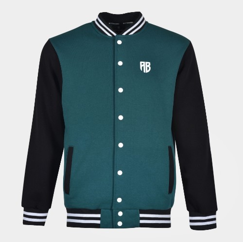 Unisex Varsity Jacket Petrol Black | Antetokounbros | Front thumb