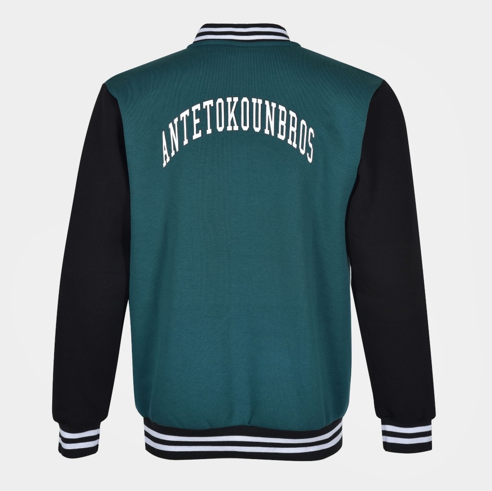 Unisex Varsity Jacket Petrol Black | Antetokounbros | Back