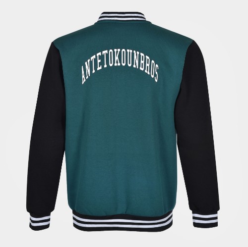 Unisex Varsity Jacket Petrol Black | Antetokounbros | Back thumb