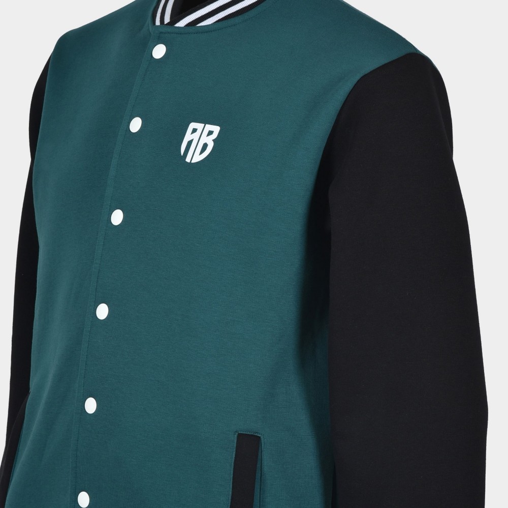 Unisex Varsity Jacket Petrol Black | Antetokounbros | Detail