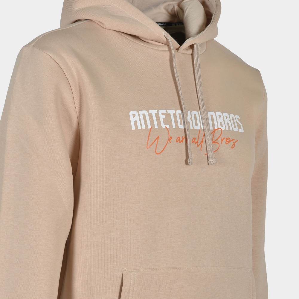 Men's Hoodie We are all Bros Logo Beige | Antetokounbros | Detail