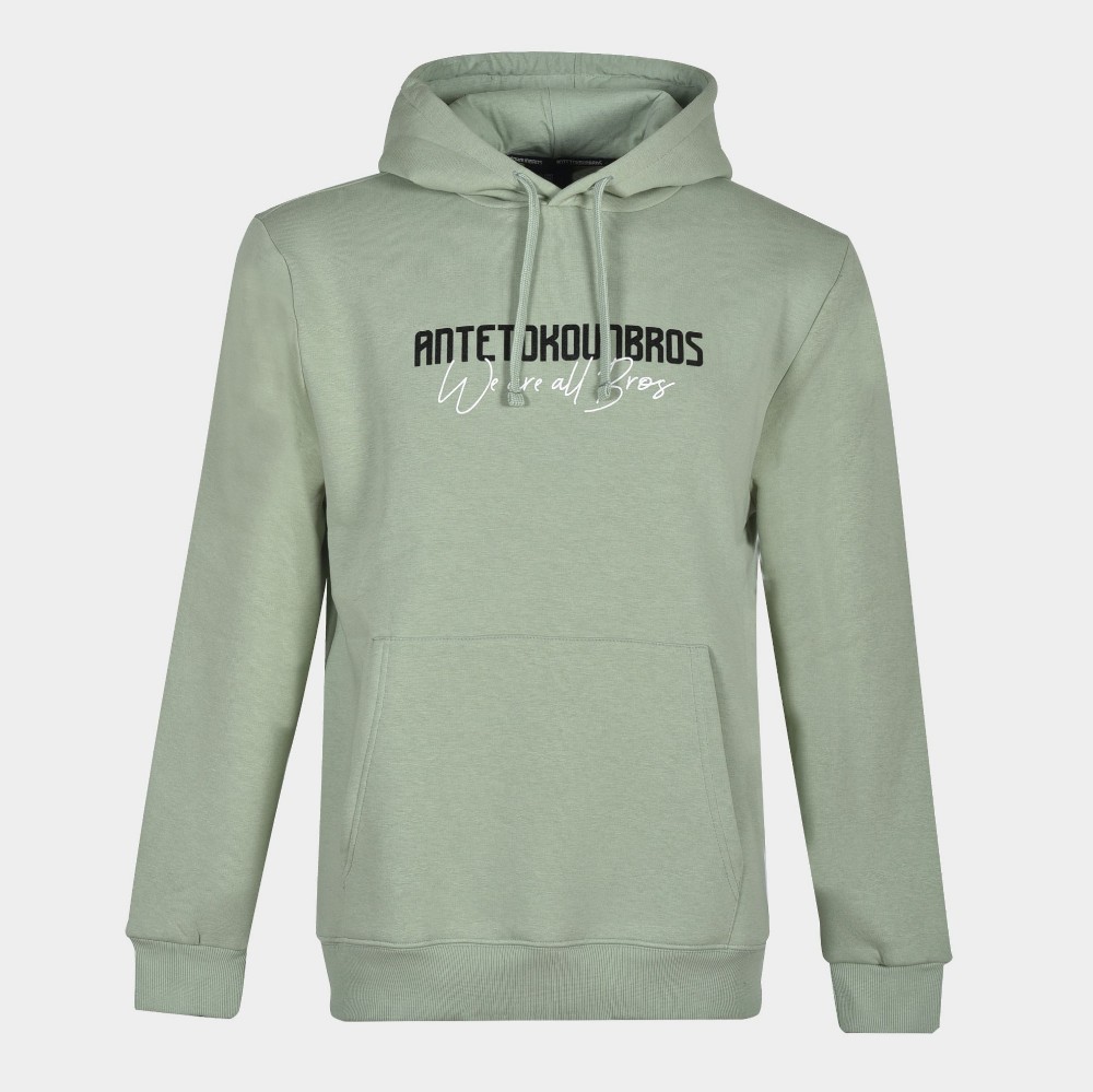 Men's Hoodie We are all Bros Logo Pastel Green | Antetokounbros | Front