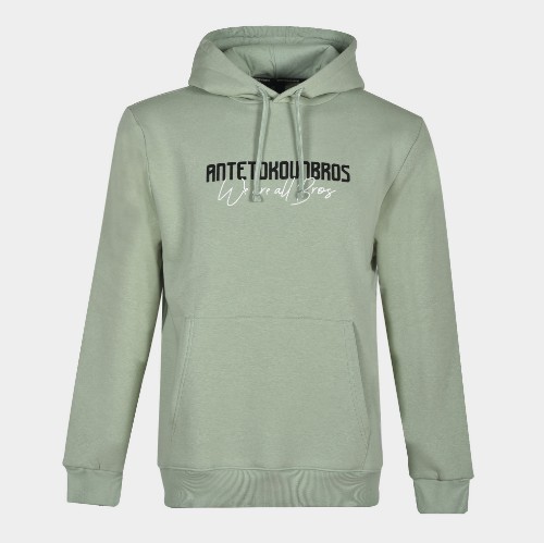 Men's Hoodie We are all Bros Logo Pastel Green | Antetokounbros | Front thumb