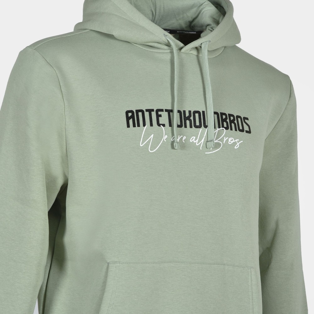 Men's Hoodie We are all Bros Logo Pastel Green | Antetokounbros | Detail