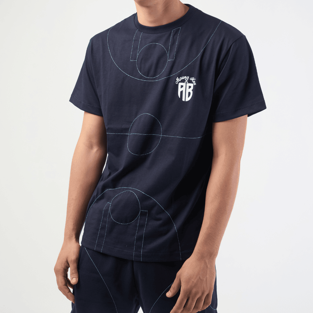 Εικόνα της AB X Mauna Kea Basketball Court Graphic T-Shirt Navy Blue