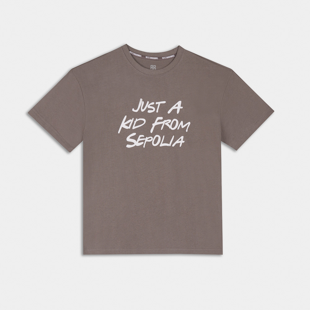 Just A Kid From Sepolia  Kids Oversized T-shirt | ANTETOKOUNBROS | Charcoal Front