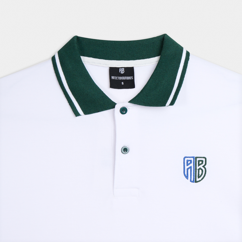	Classic Polo Shirt | ANTETOKOUNBROS | White Detail
