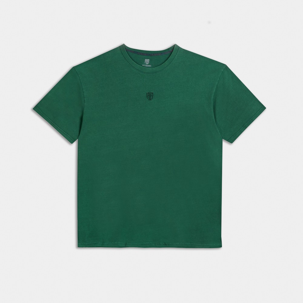 Picture of Antetokounbros  Stone Washed Crewneck T-Shirt Green