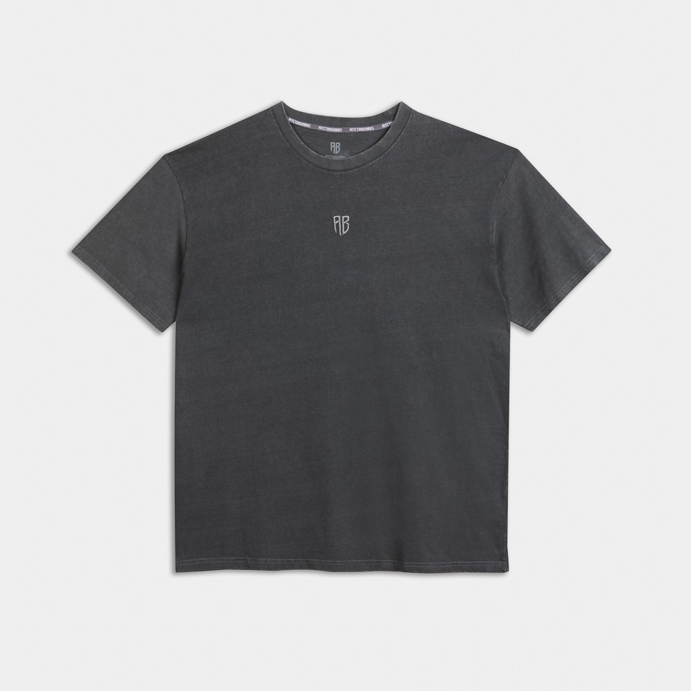 Picture of Antetokounbros  Stone Washed Crewneck T-Shirt  Charcoal