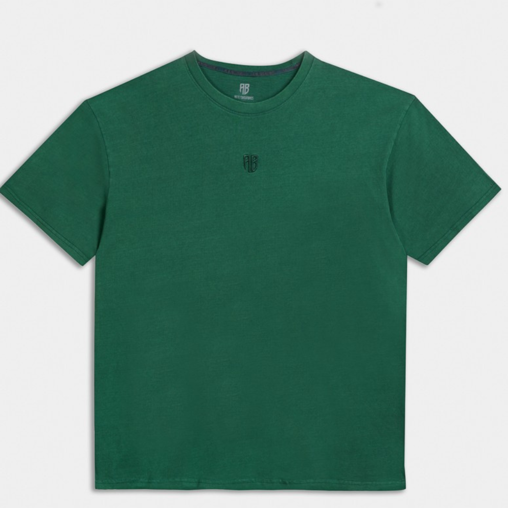  Stone Washed Crewneck T-Shirt Green Front I ANTETOKOUNBROS