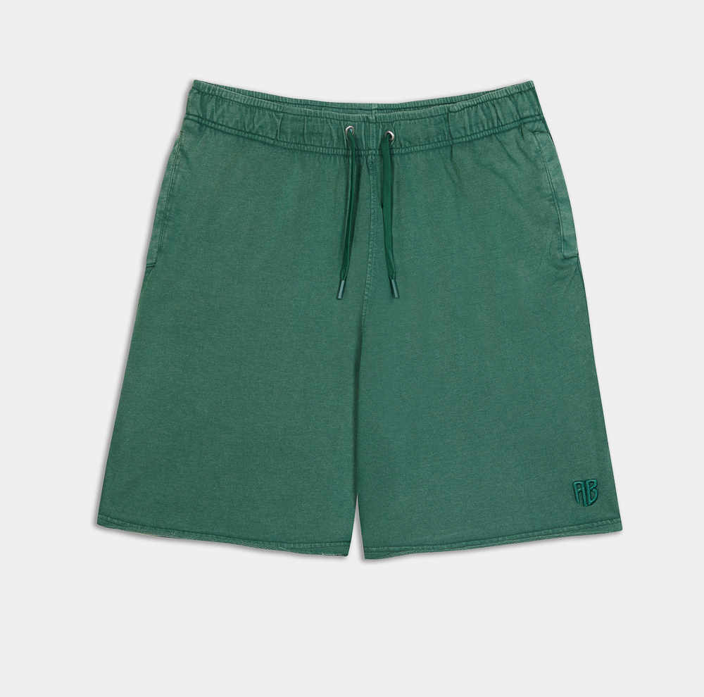 Stone Washed Shorts| ANTETOKOUNBROS | Green Front