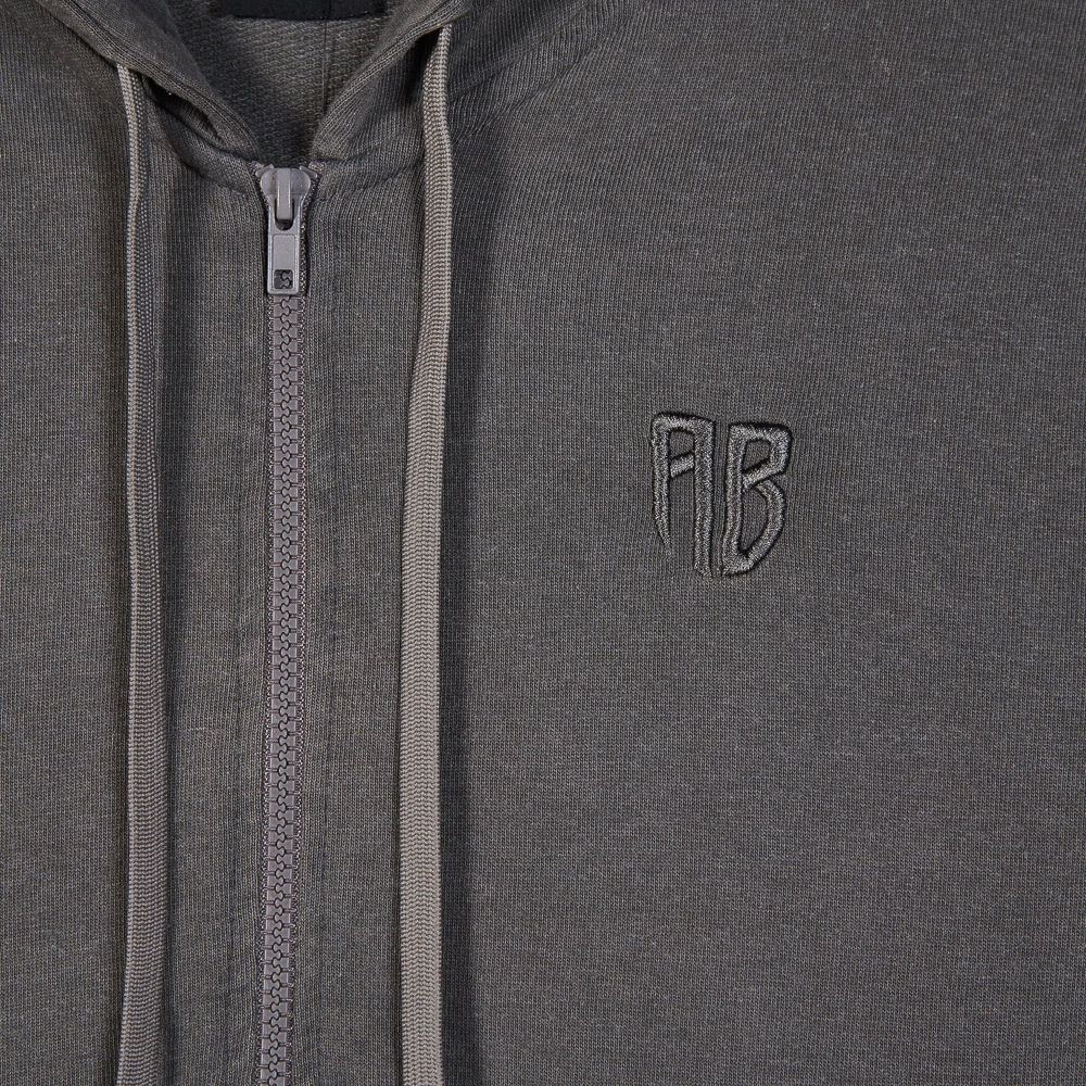 Stone Washed Full-Zip Hoodie| ANTETOKOUNBROS | Charcoal Detail