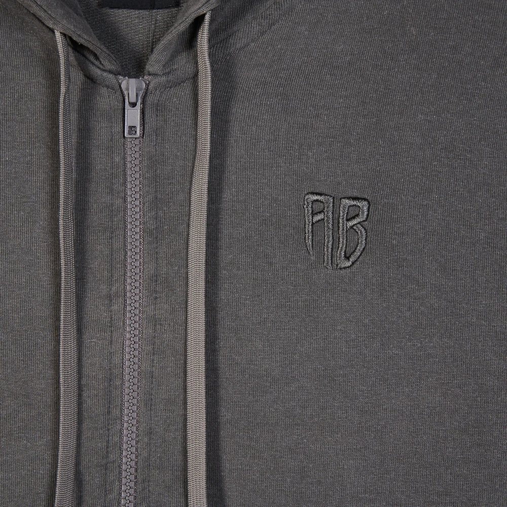 Stone Washed Full-Zip Hoodie| ANTETOKOUNBROS | Charcoal Detail