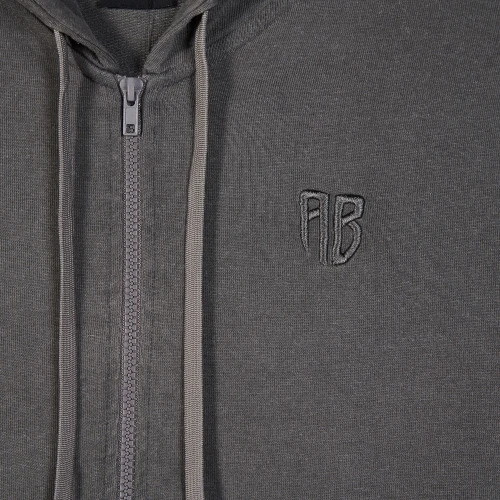 Stone Washed Full-Zip Hoodie| ANTETOKOUNBROS | Charcoal Detail thumb