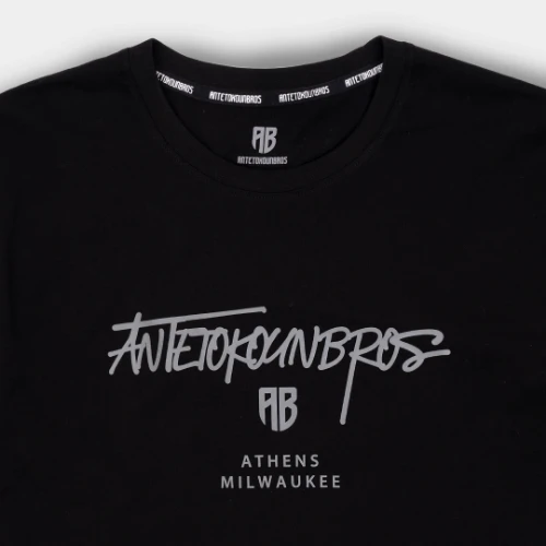 ANTETOKOUNBROS Unisex T-Shirt Athens Milwaukee Black Detail thumb