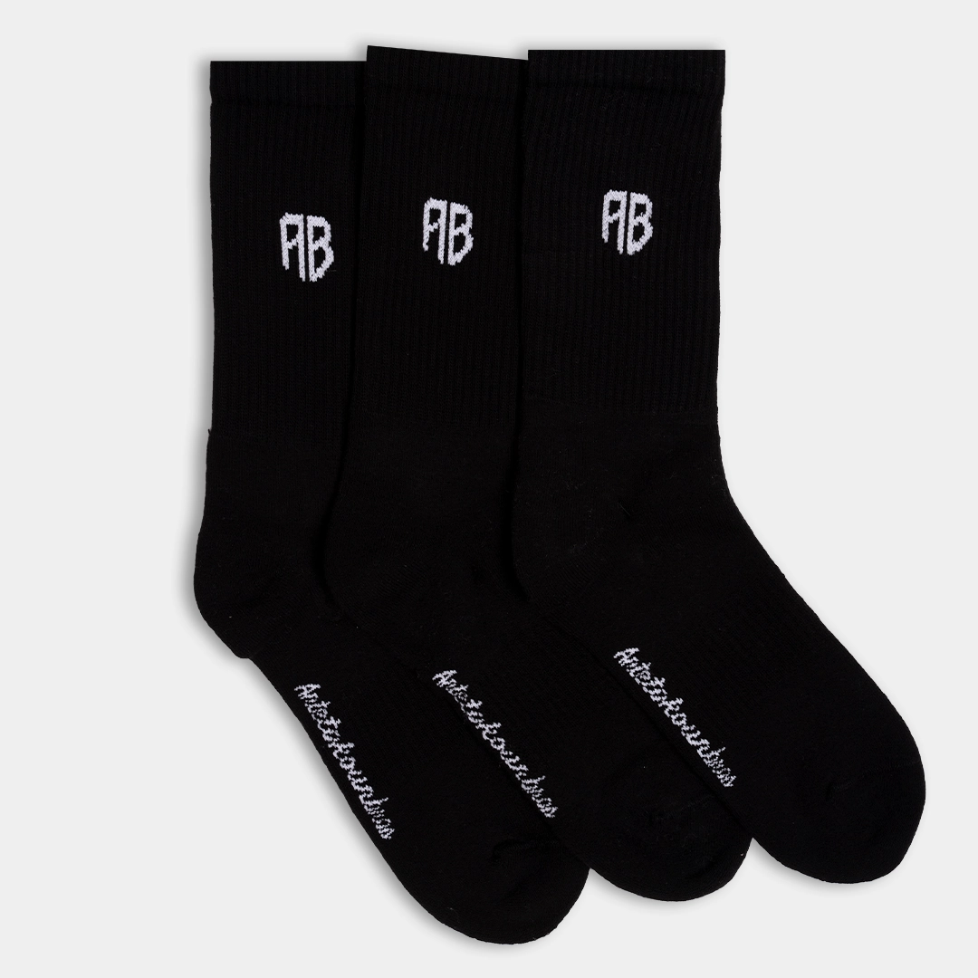 AB Crew Socks 3-Pack AB Logo Black Front