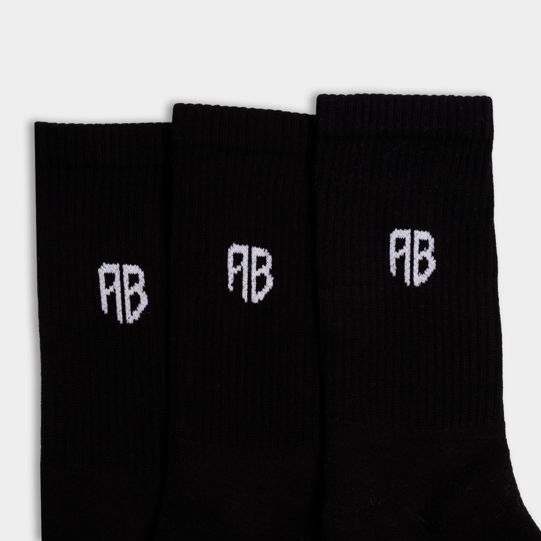 AB Crew Socks 3-Pack AB Logo Black Detail