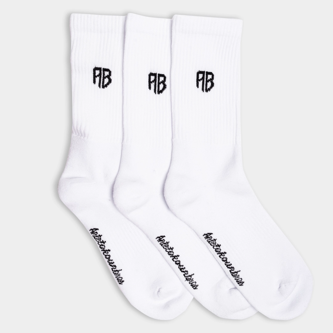 AB Crew Socks 3-Pack AB Logo White Front