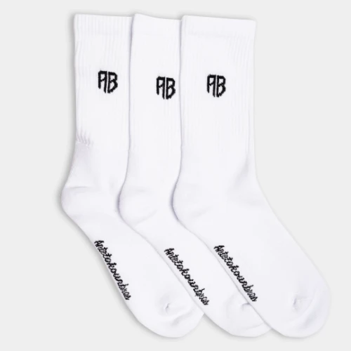 AB Crew Socks 3-Pack AB Logo White Front