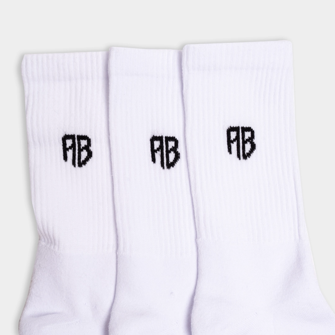 AB Crew Socks 3-Pack AB Logo White Detail Logo