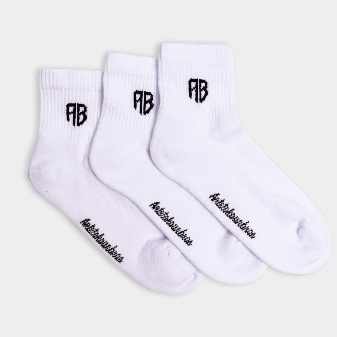 AB Logo Mid-Crew Socks 3-Pack White Front