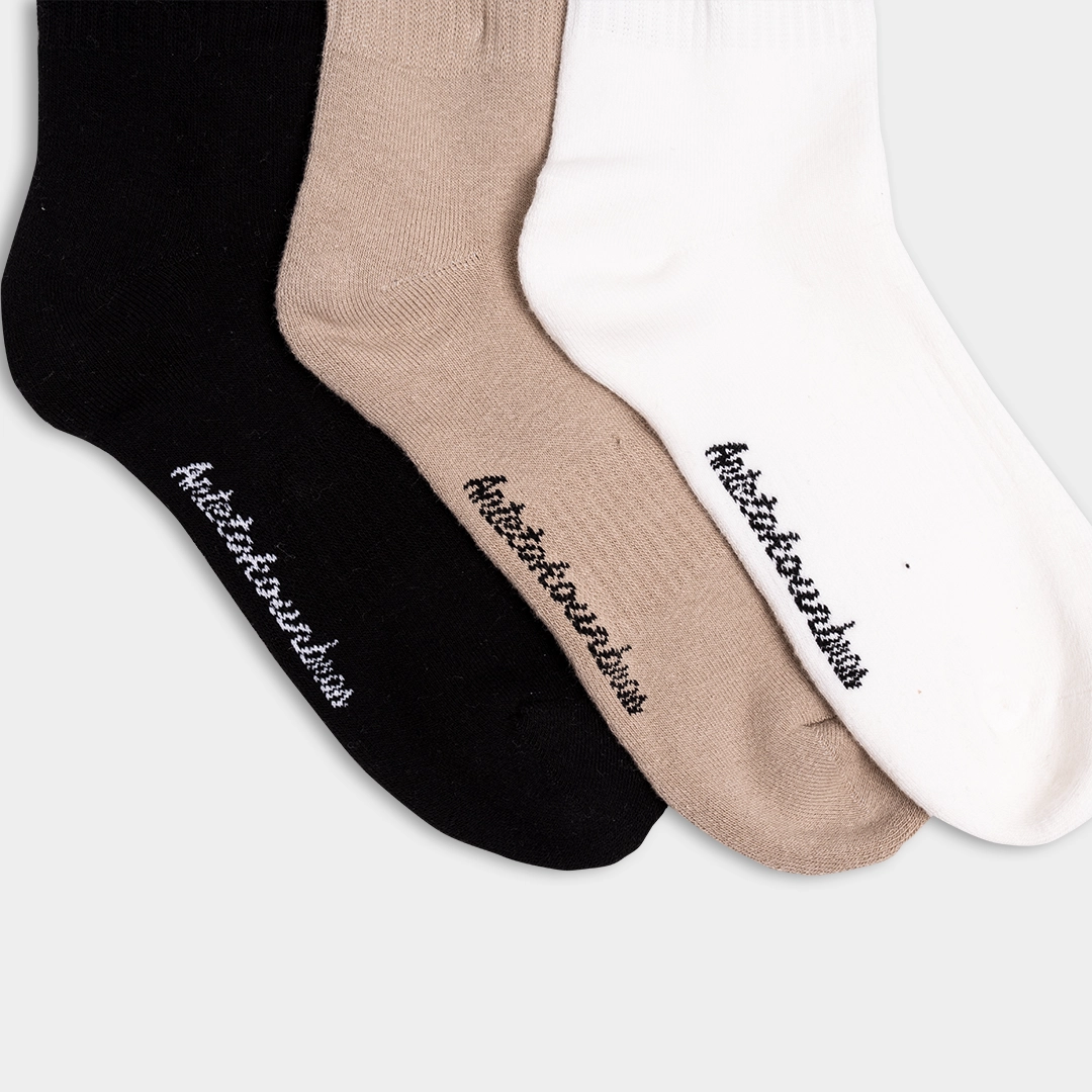 AB 3-Pack Tall Socks  Black/ Brown/White Detail Logo 2