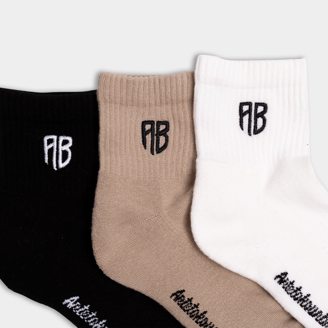 AB 3-Pack Mid High Socks White/Brown/Black