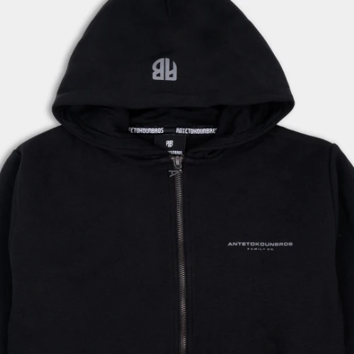 Oversized Zip Hoodie Family| ANTETOKOUNBROS | Black Detail thumb