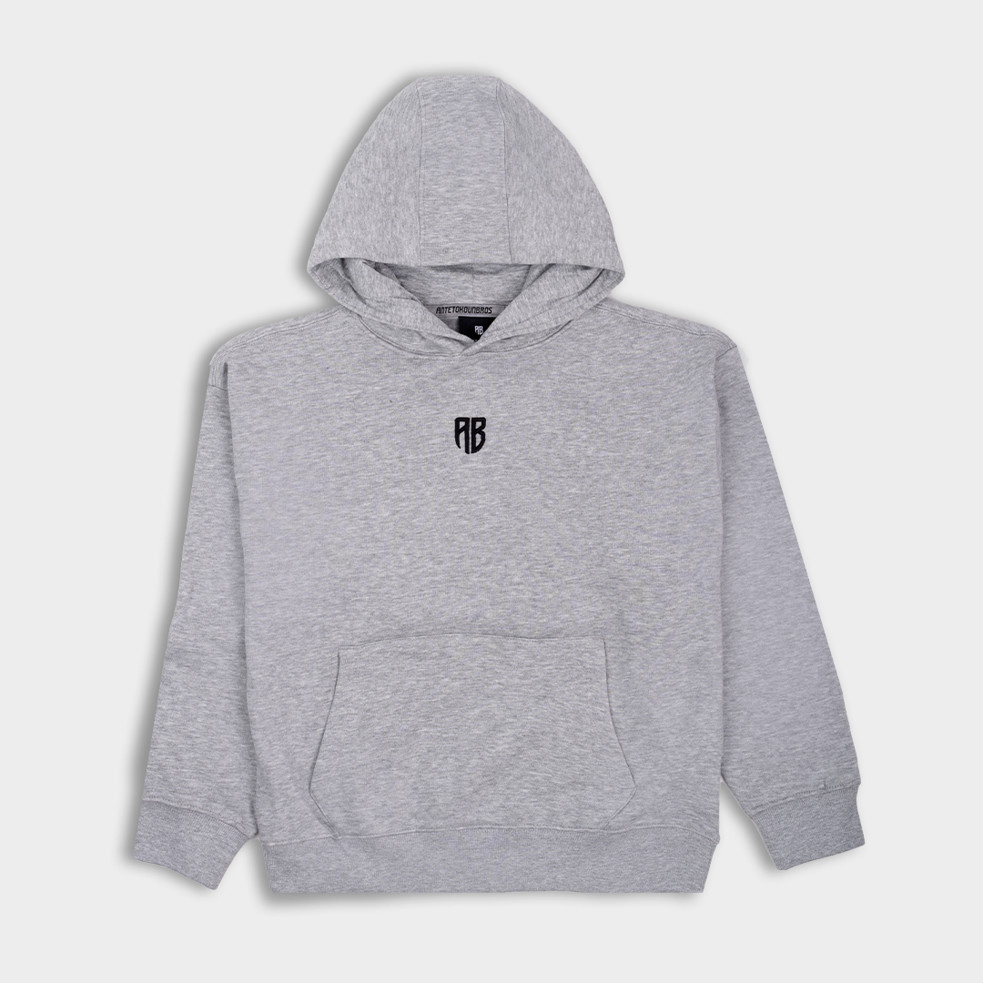 Kids' Hoodie Native Chest Logo  | ANTETOKOUNBROS | Gray Front 1