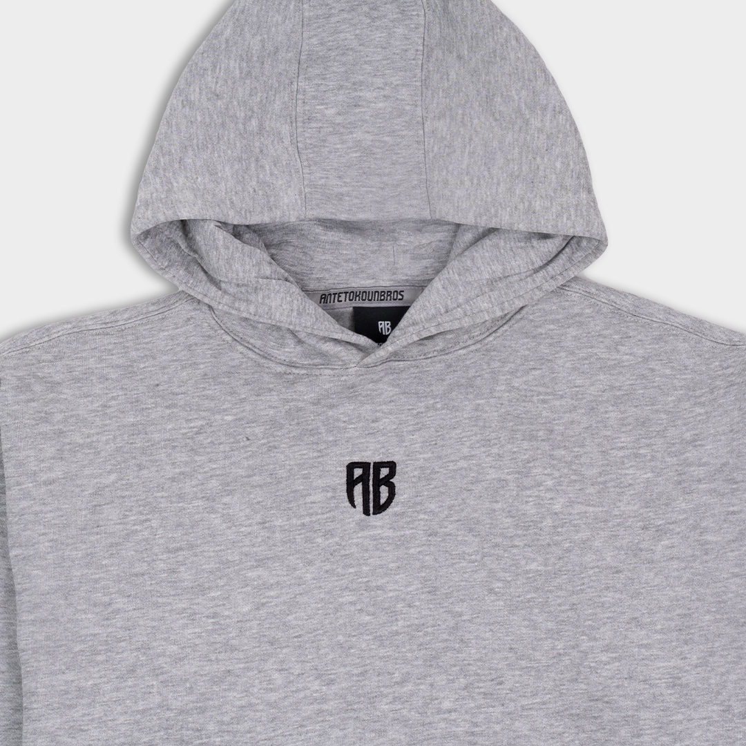 Kids' Hoodie Native Chest Logo  | ANTETOKOUNBROS | Gray Detail