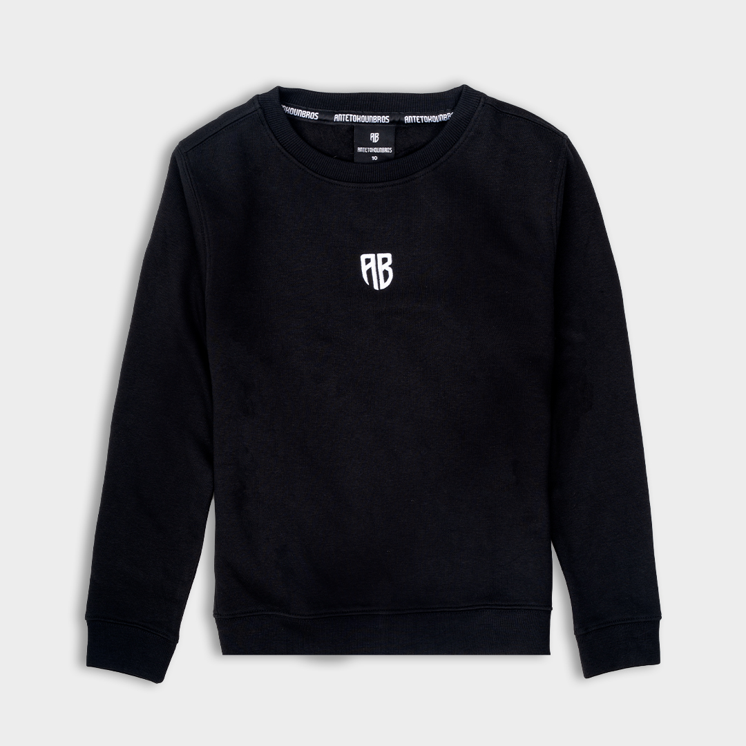 Kids' Sweatshirt Native Chest Logo  | ANTETOKOUNBROS | Black Front 