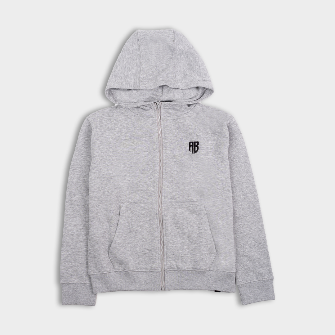 ΑΒ Kids' Full Zip Hoodie Native  Grey Melange Front