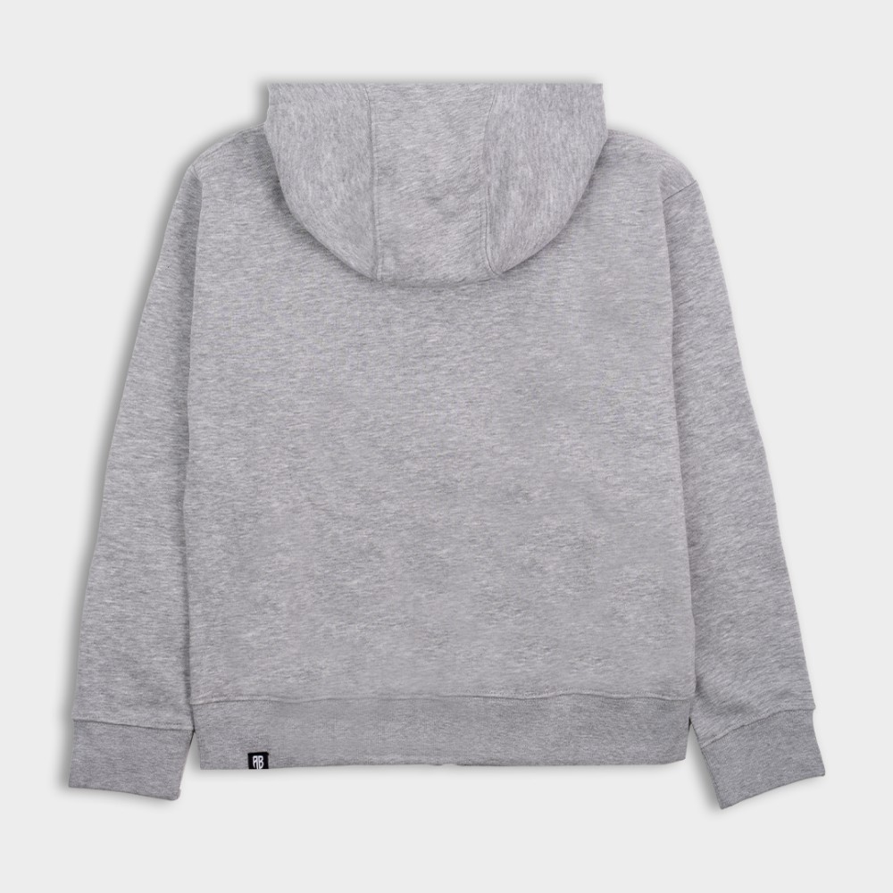 ΑΒ Kids' Full Zip Hoodie Native  Grey Melange Back