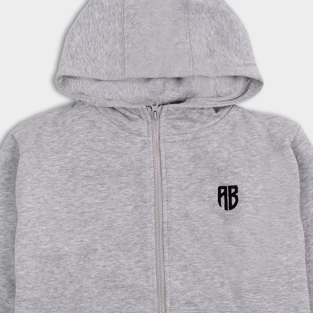 ΑΒ Kids' Full Zip Hoodie Native  Grey Melange Detail