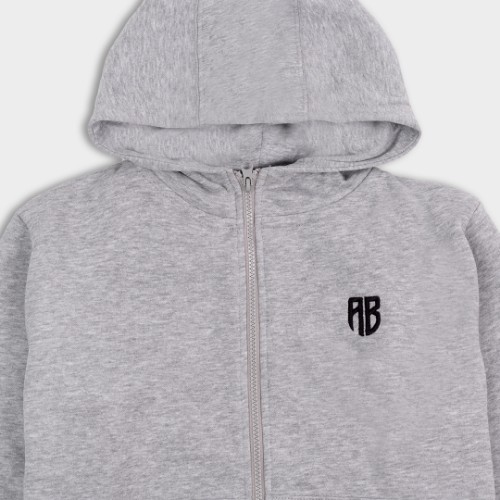 ΑΒ Kids' Full Zip Hoodie Native  Grey Melange Detail thumb