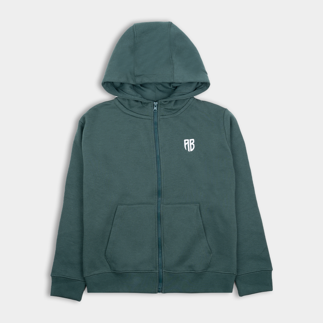 ΑΒ Kids' Full Zip Hoodie Native  Green Front