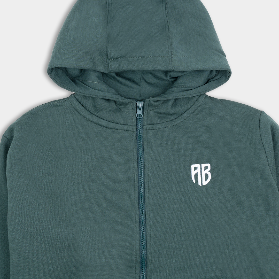 ΑΒ Kids' Full Zip Hoodie Native  Green Detail