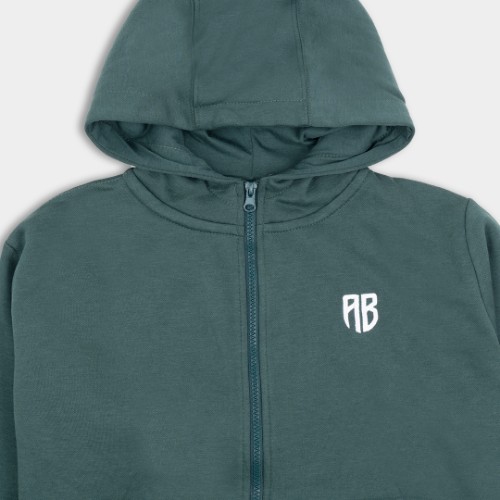 ΑΒ Kids' Full Zip Hoodie Native  Green Detail thumb